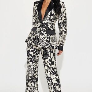 Black and White Satin Pant Set-NWT